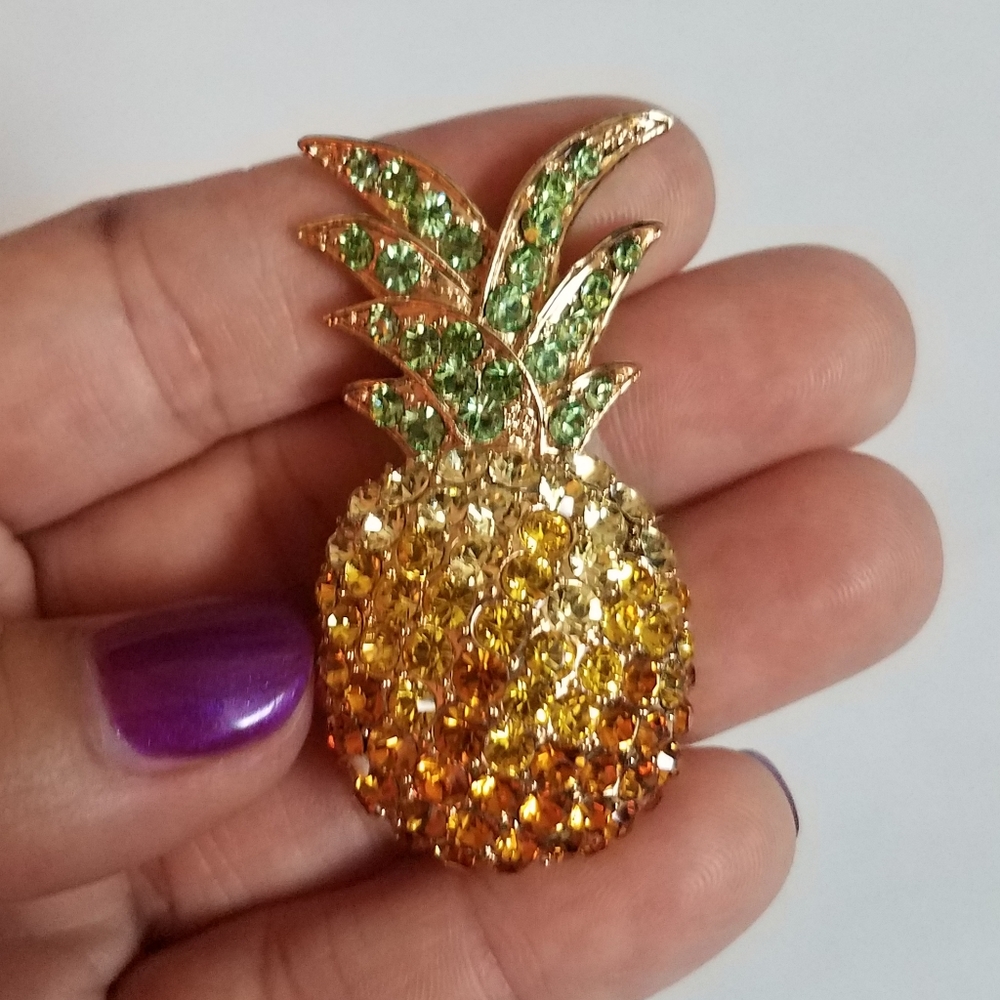 Pineapple Rhinestone Brooch